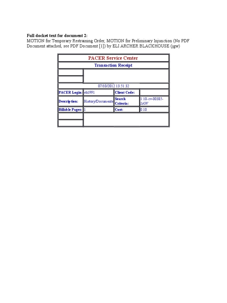 02 - Motion For TRO | PDF | Finance & Money Management