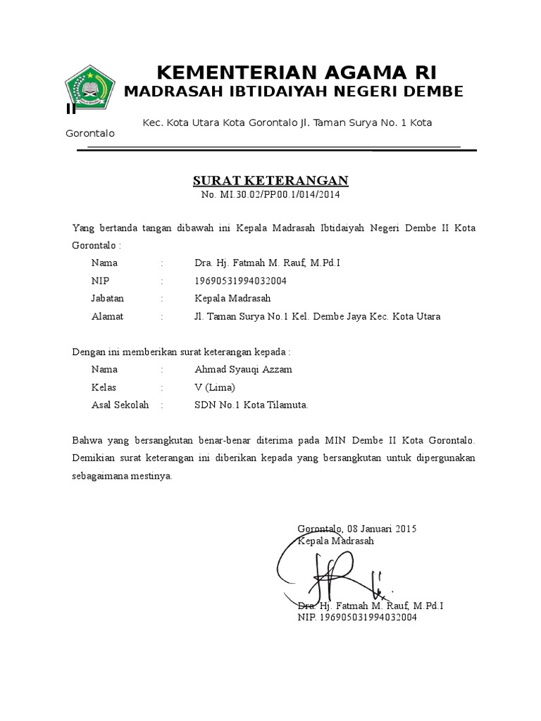 Surat Lolos Butuh Siswa Pdf