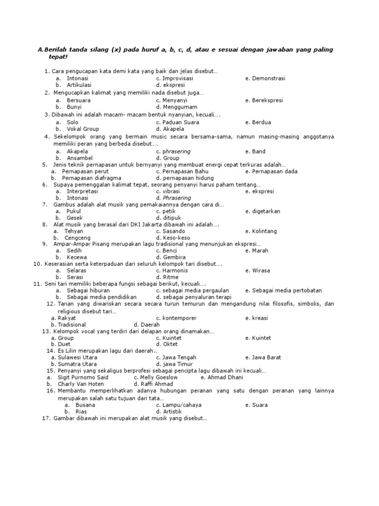 Contoh Soal Usbn Seni Budaya Smk Contoh Soal Terbaru