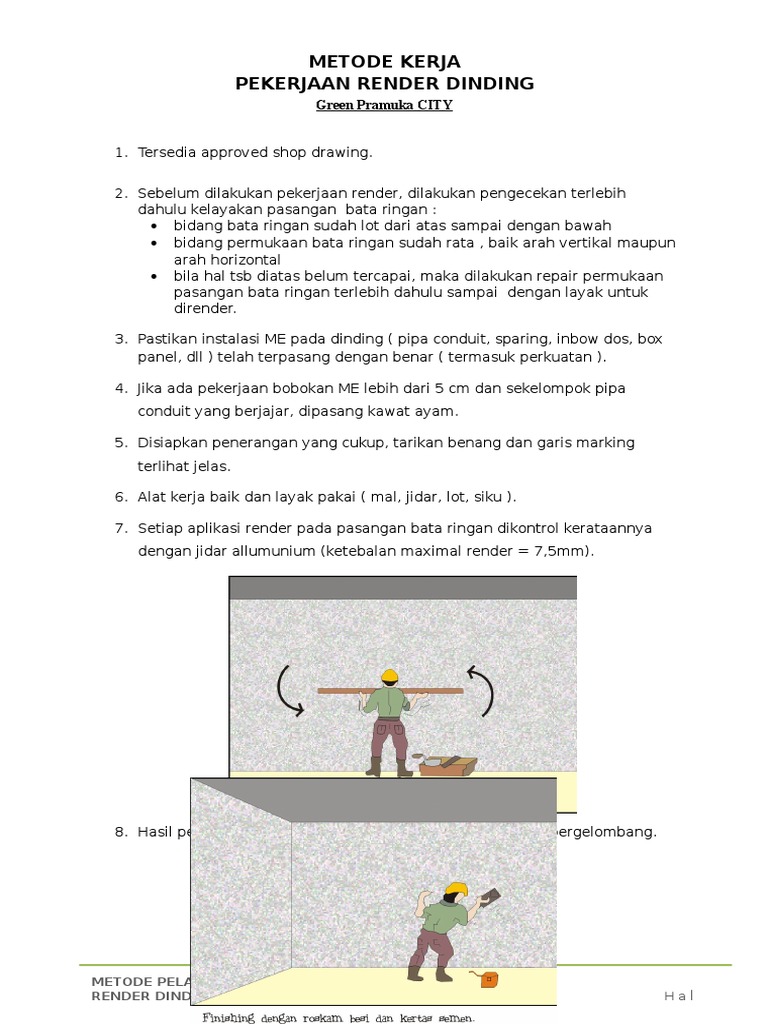 Metode Render Dinding Bata Ringan | PDF