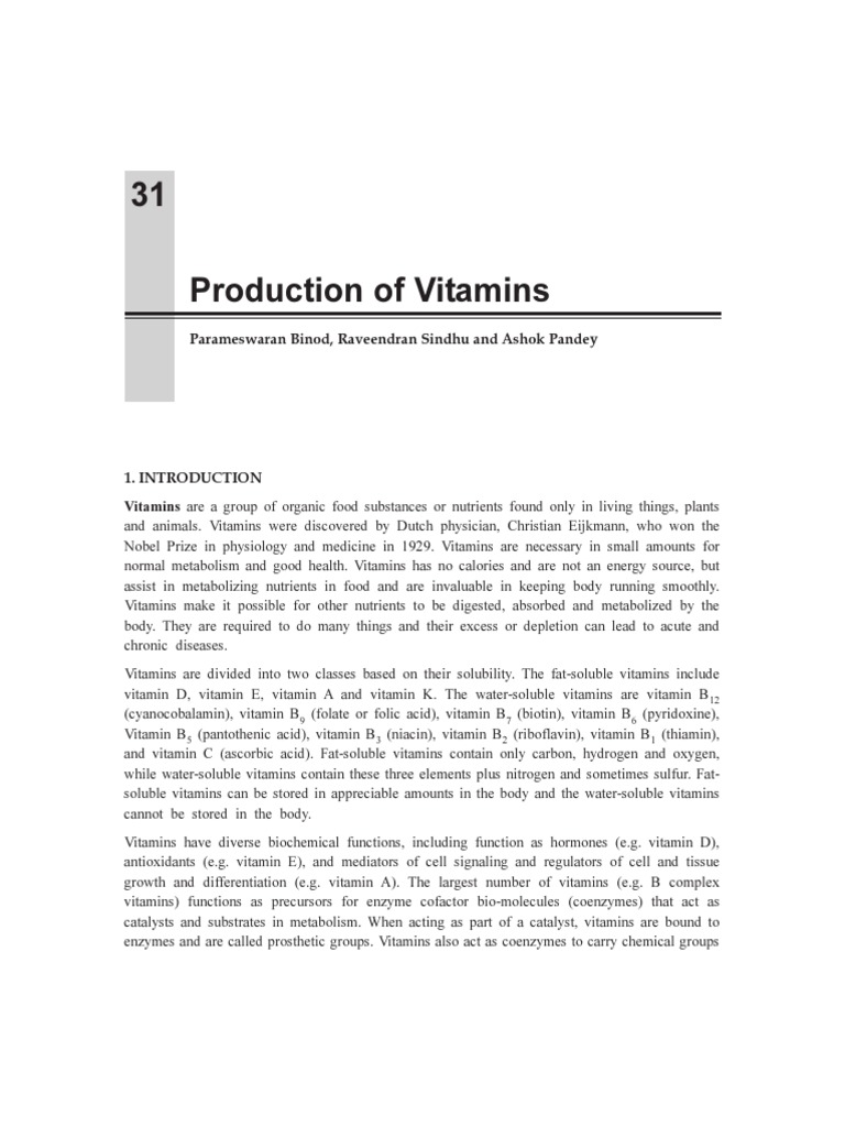 Vitamins Book Chapter | PDF | Vitamin | Adsorption