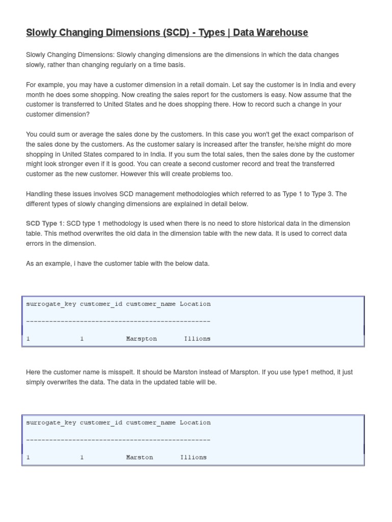 Slowly Changing Dimensions PDF Sql Information Technology