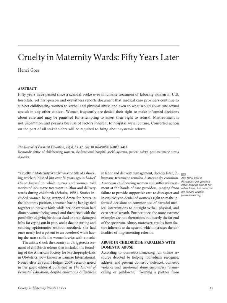 Cruelty Maternity Wards PDF Childbirth Caesarean Section