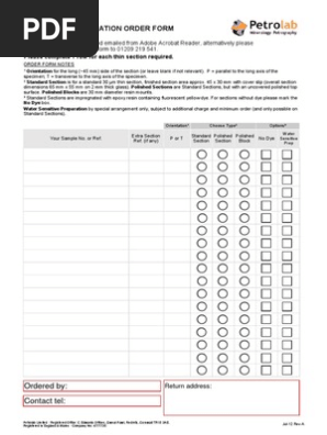 Materials Preparation Order Form