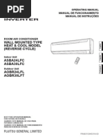Manual de Funcionamento Ar Cond. Fujitsu 24000 Btu Split High Wall