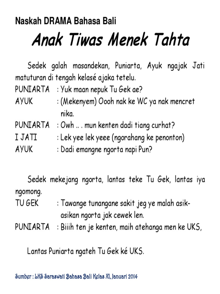 Naskah DRAMA Bahasa Bali