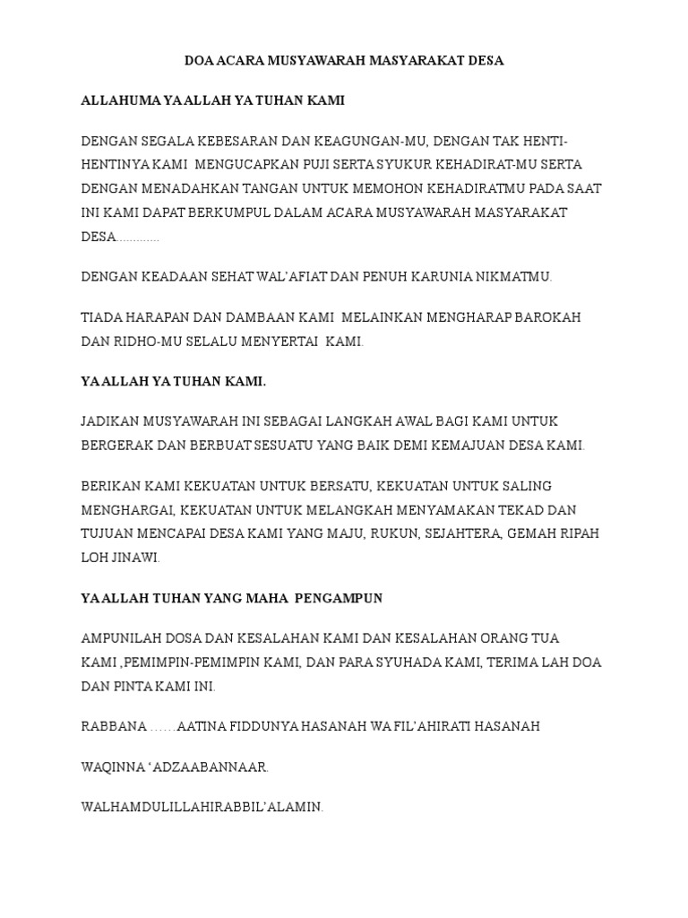 Doa Musyawarah Desa
