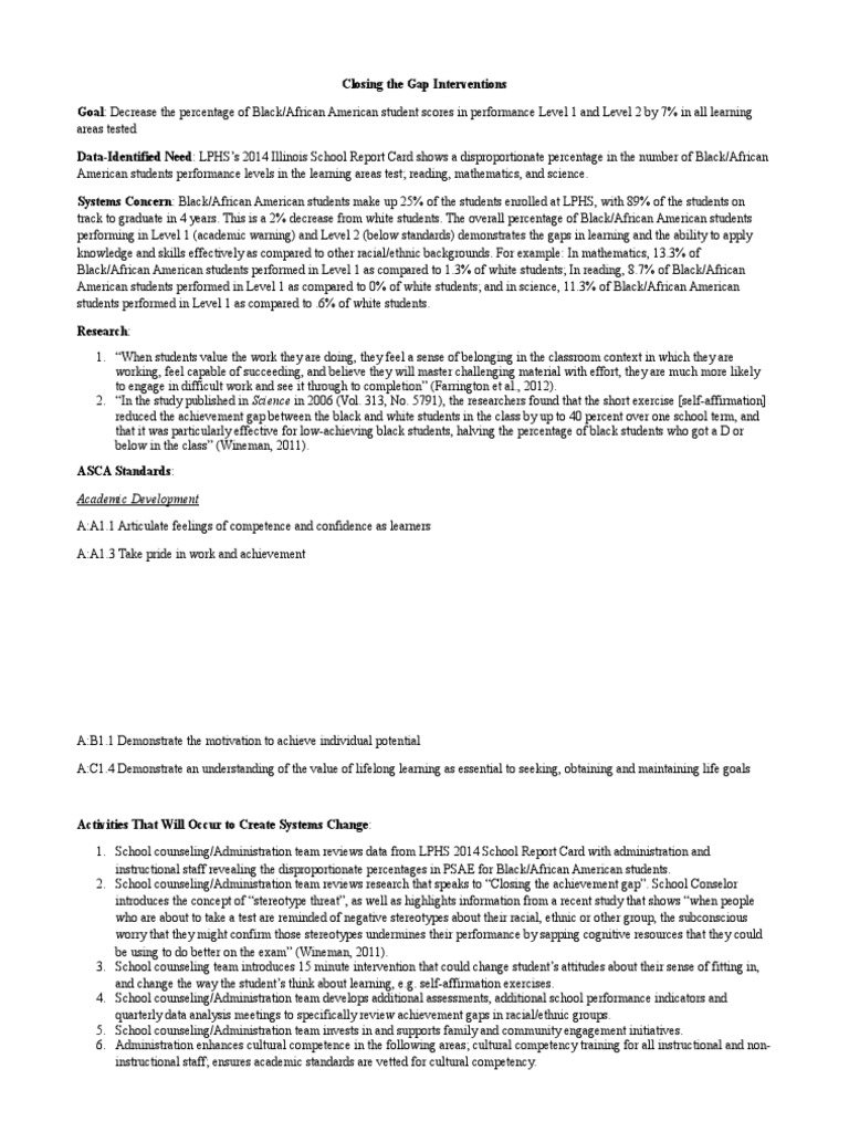 Closing The Gap Interventions | PDF | Achievement Gap In The United ...