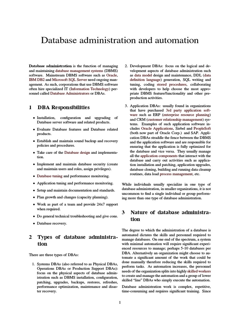 Database Administration and Automation Guide | PDF | Databases | Oracle ...