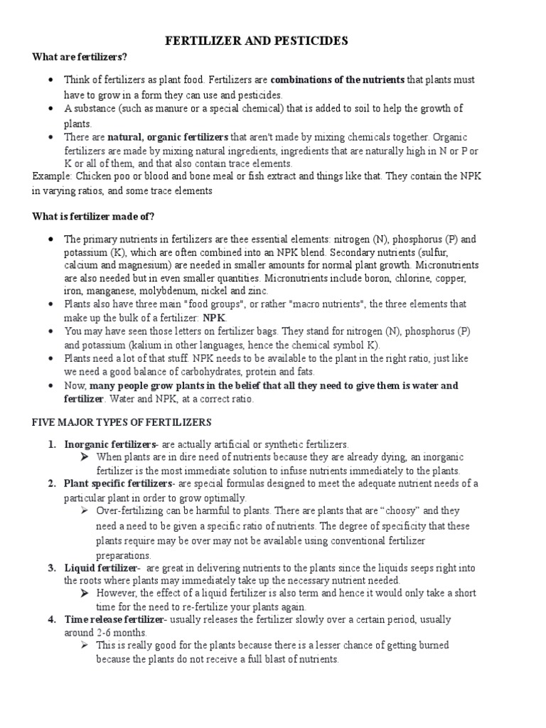 Fertilizer and Pesticides PDF Fertilizer Pesticide