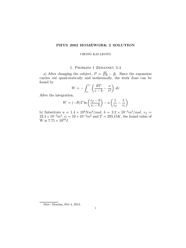 PHYS 2002 Homework 2 Solutions | PDF