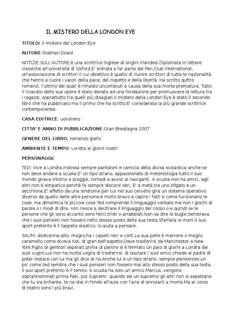 Il Mistero Della London Eye Recensione