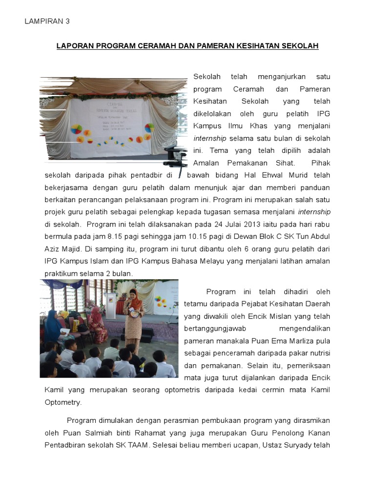 Laporan Program Kesihatan Sekolah