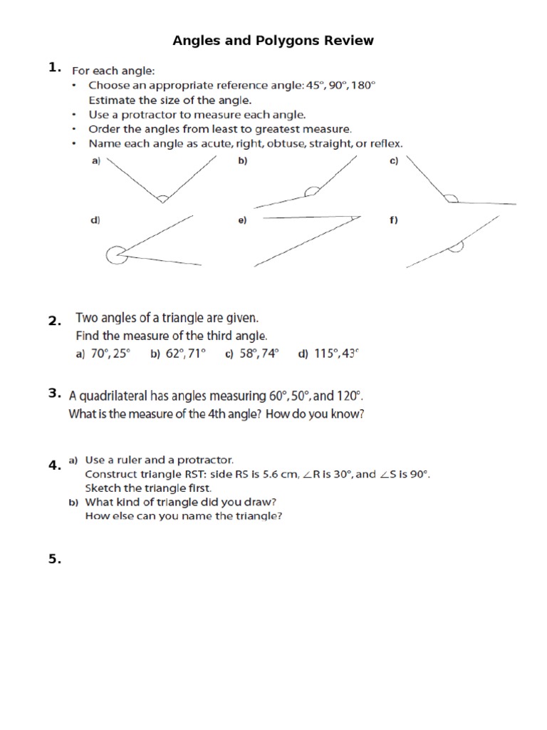 Angles and Polygons Review | PDF | Technology & Engineering