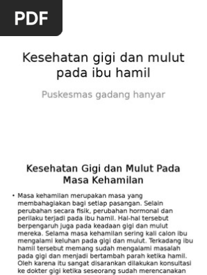 Kesehatan Gigi Dan Mulut Pada Ibu Hamil