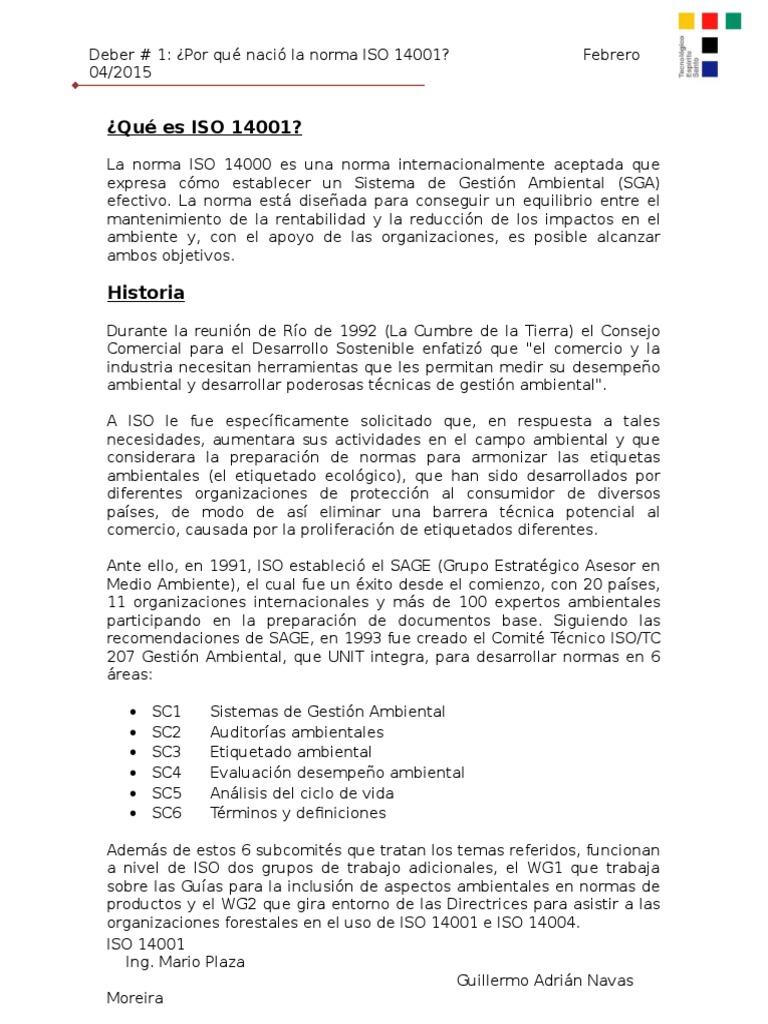 Historia de la norma ISO 14001 | PDF | Entorno natural | Economias