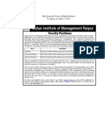 Indian Institute of Management Raipur: Faculty Positions