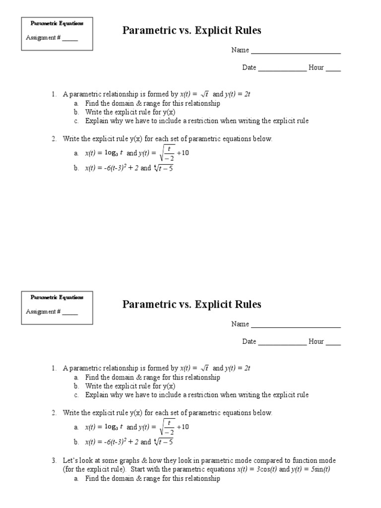 Parametric vs. Explicit Rules Explained | PDF | Function (Mathematics ...