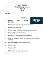 Part-III Zoology General Paper-IX 2015: Unit Test-I