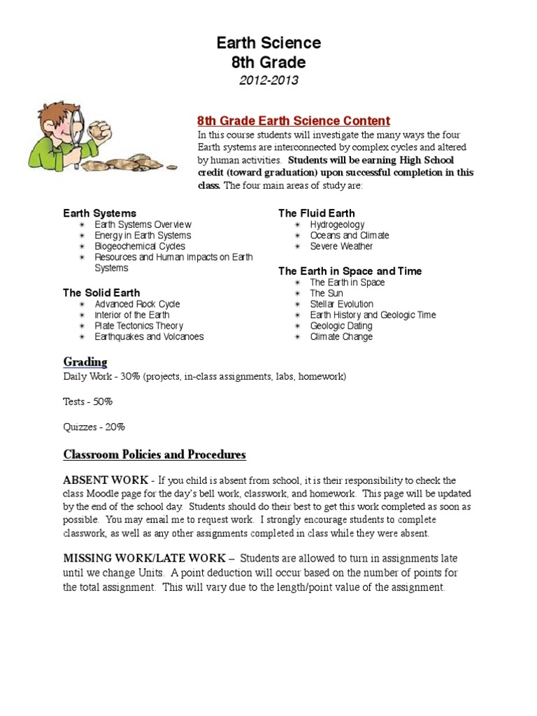 8th Grade Earth Science Guide | PDF | Homework | Earth