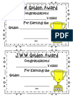 J.W.W. Golden Award: Congratulations - 'S Class For Earning The Golden