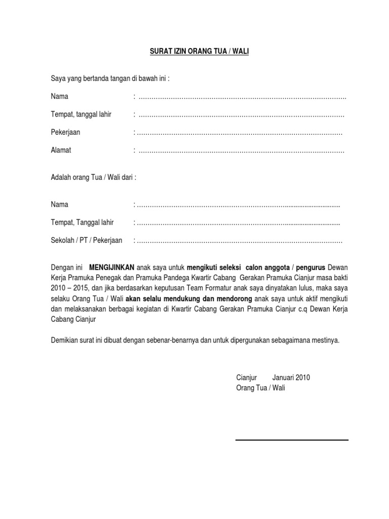 Surat Izin Orang Tua Pdf