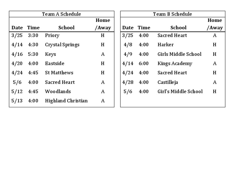 Game Schedule | PDF