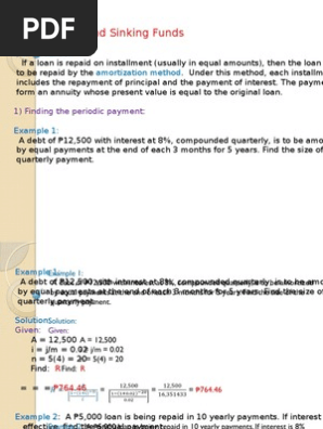 Amortization And Sinking Fund 1 Interest Amortization