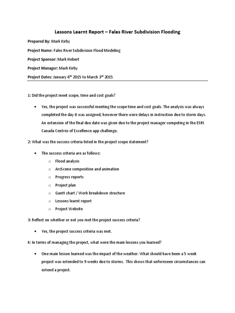 Fales River Flood Project Report | PDF