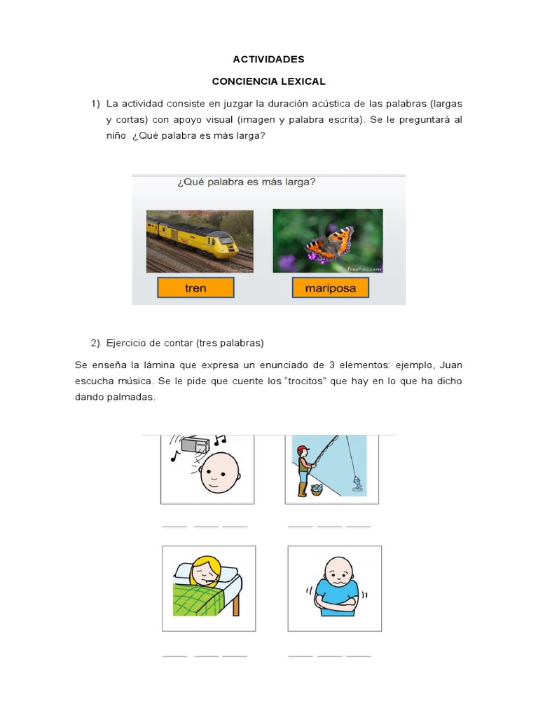 Actividades para Desarrollar Conciencia Fonológica | PDF | Palabra ...