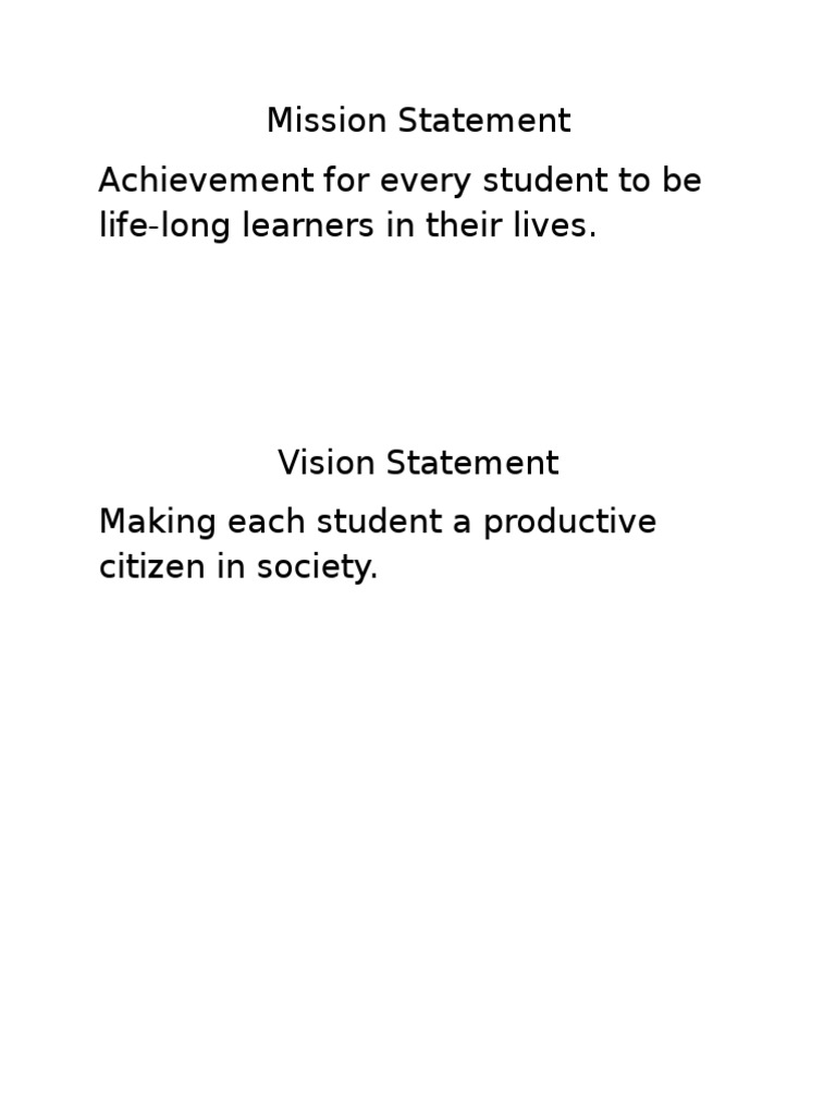 Mission and Vision Statements | PDF