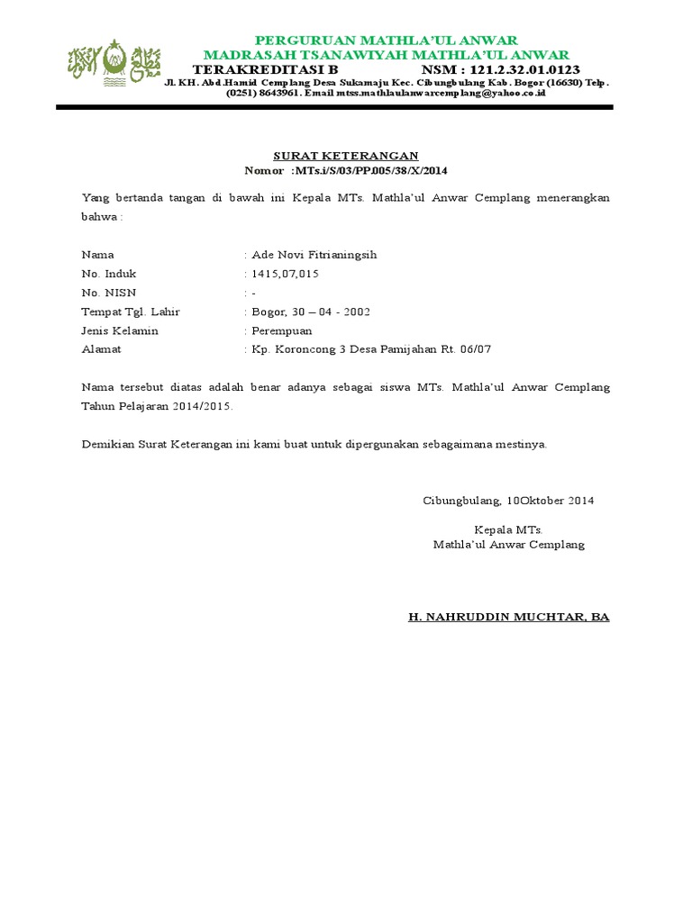 SURAT KETERANGAN SISWA AKTIF.doc