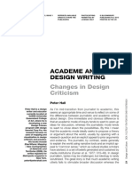 ACADEME AND DESIGN WRITING Changes in Design Criticism