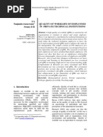 Quality of Worklife of Employees in Private Technical Institutions