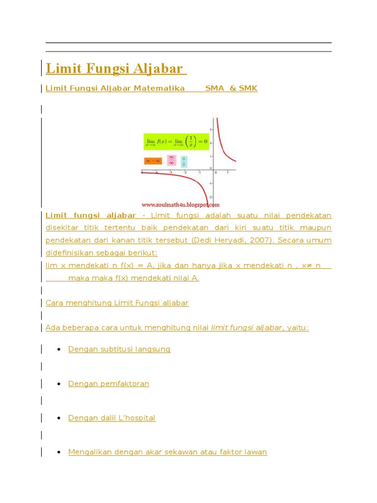 Contoh Soal Limit Fungsi Pemfaktoran Akar | Revisi Id