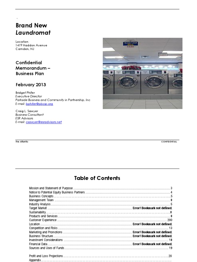 laundromat business plan startup pdf