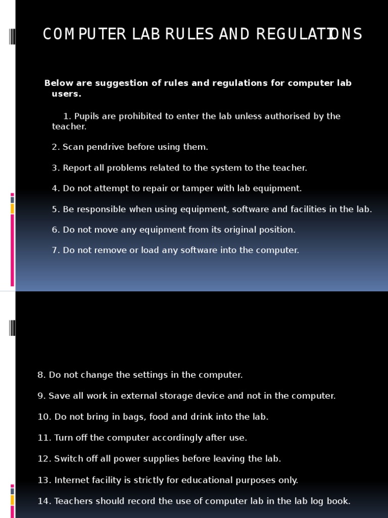 Computer Lab Rules and Regulations PDF