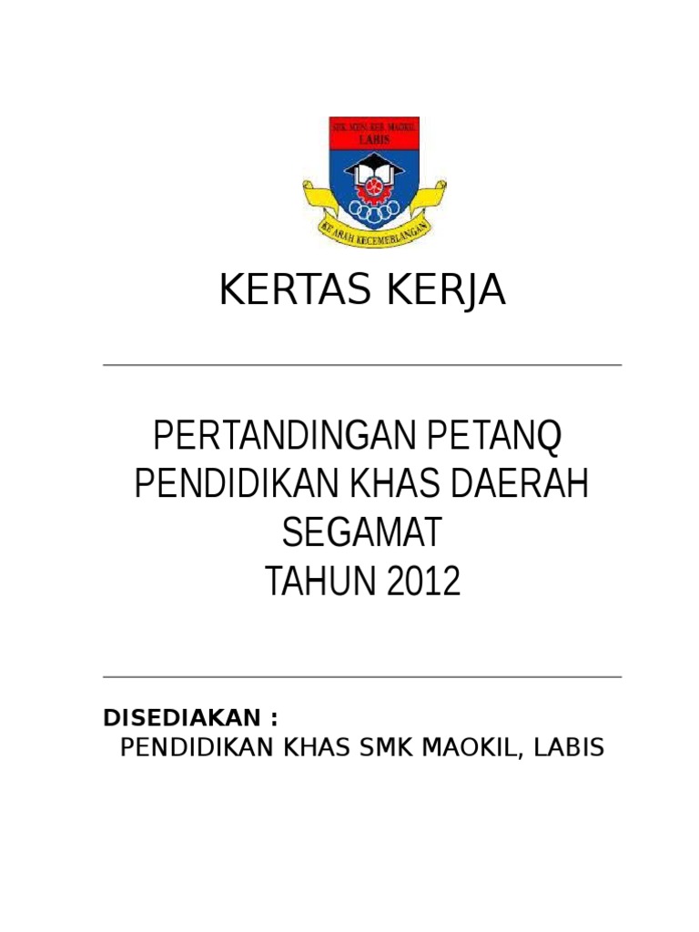 KERTAS KERJA PERTANDINGAN PETANQUE TAHUN 2012 MENENGAH.doc