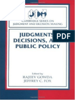 Rajeev Gowda, Jeffrey C. Fox-Judgments, Decisions, and Public Policy (Cambridge Series On Judgment and Decision Making) (2002)