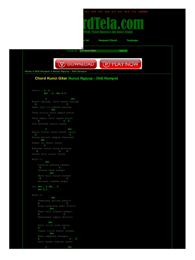 Chord Nunut Ngiyup Didi Kempot