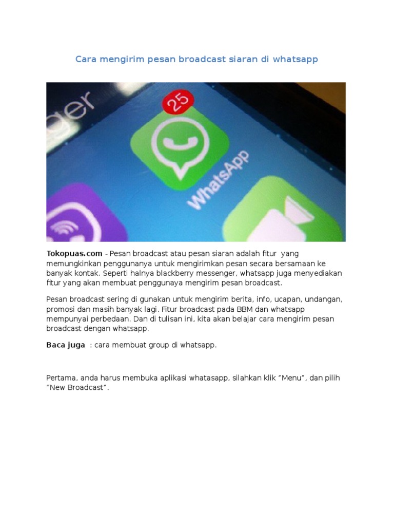 Cara Membuat Pesan Siaran Broadcast Di Whatsapp