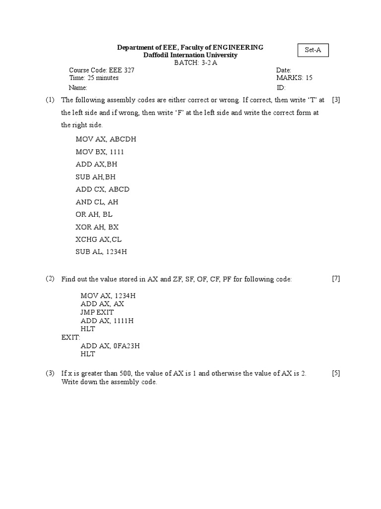 Assembly Code Evaluation and Analysis | PDF