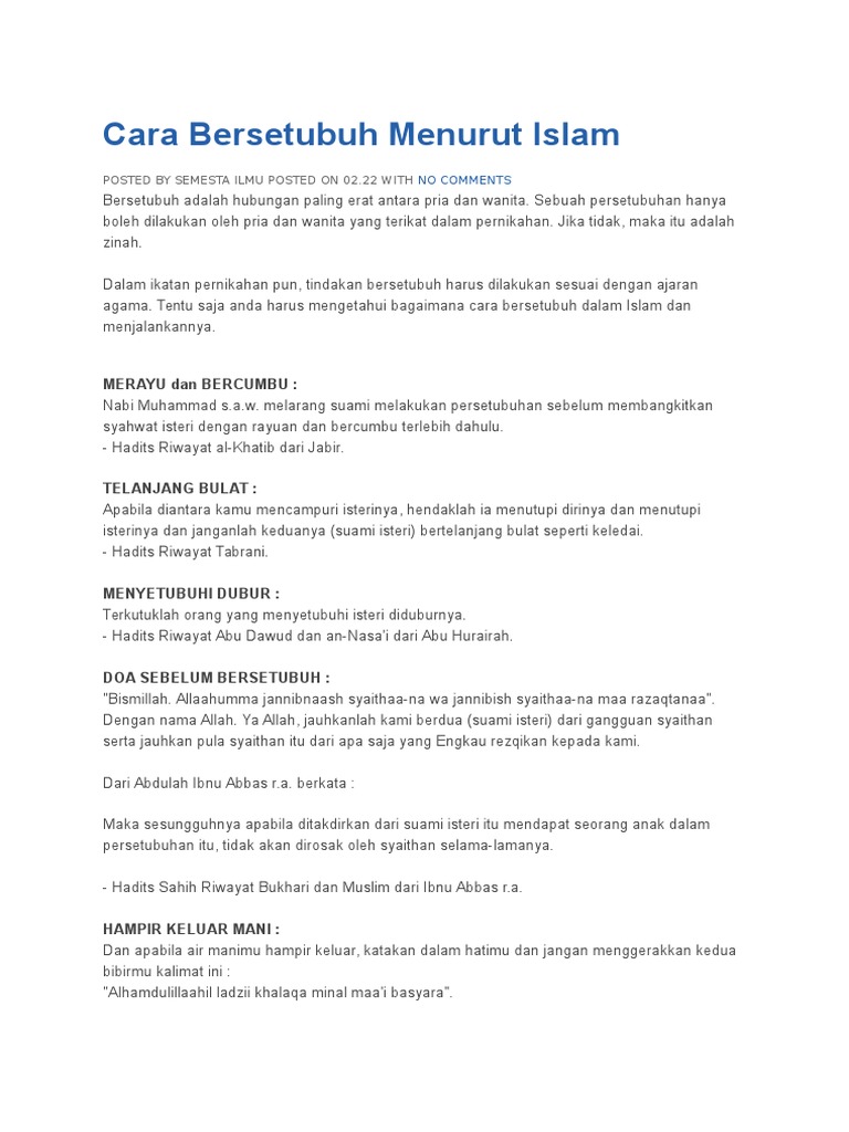 Cara Bersetubuh Menurut Islam Pdf