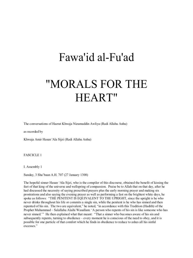 Fawaid Al Fuad Morals of The Heart PDF | PDF | Repentance | Quran