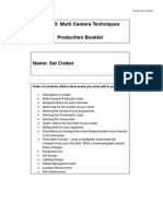 Unit 23: Multi Camera Techniques Production Booklet: Order of Contents (Italics Show Areas You Must Add in Yourself)