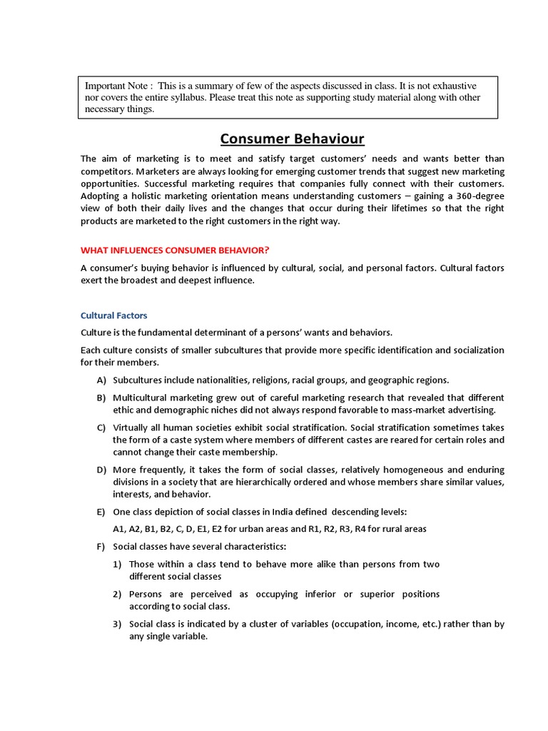 Understanding Consumer Behavior Factors | PDF | Attitude (Psychology ...