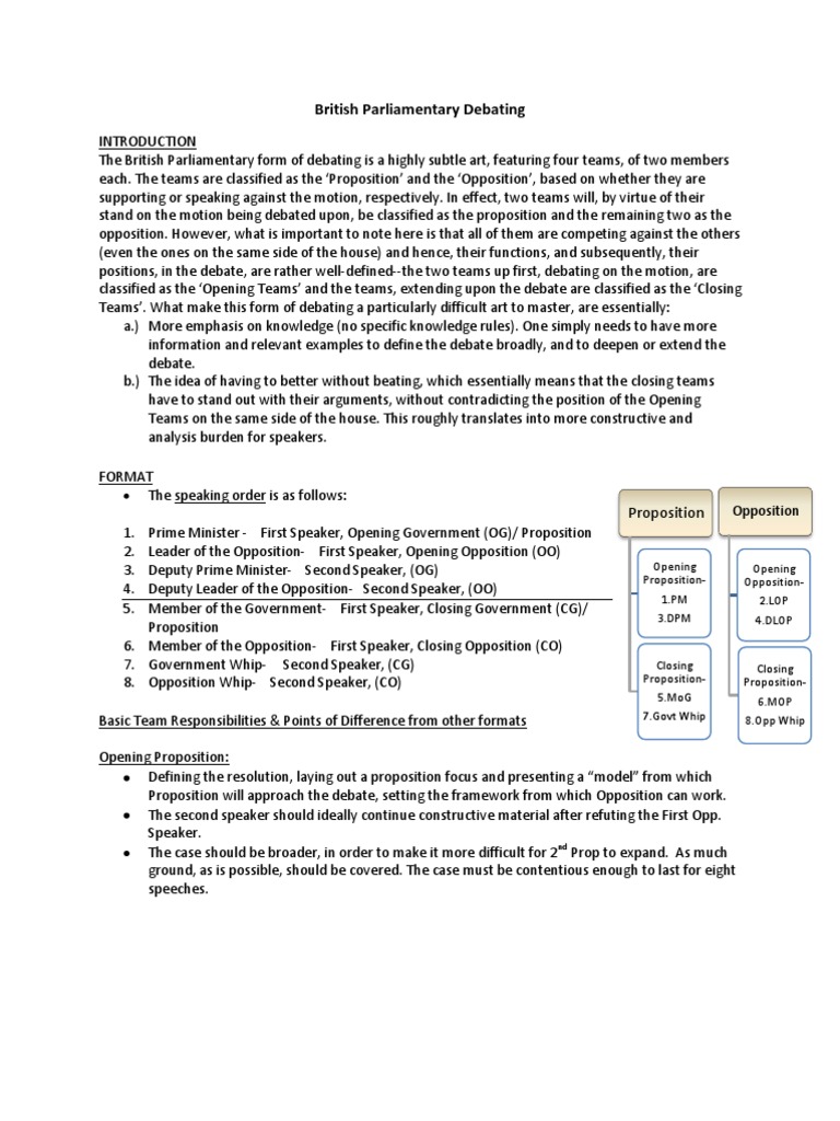 British Parliamentary Debate Overview | PDF | Public Sphere | Government