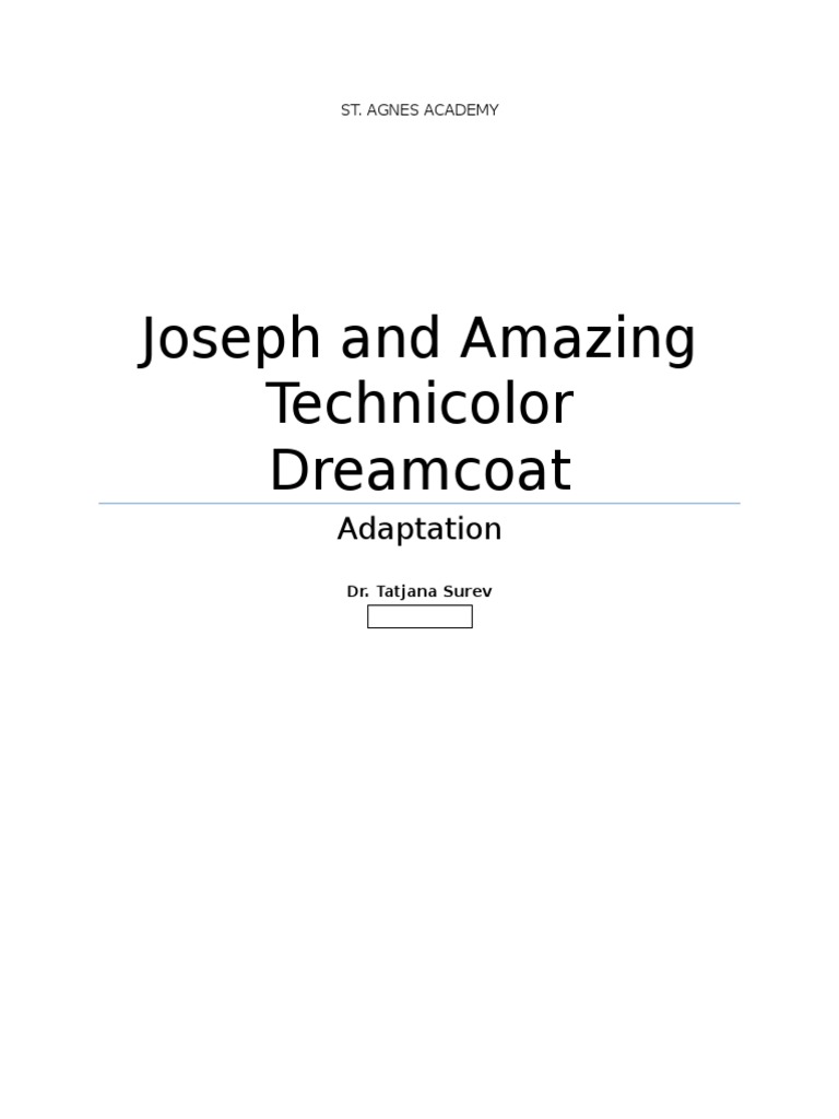 Joseph and the Amazing Dreamcoat Script | PDF | Jacob | Torah