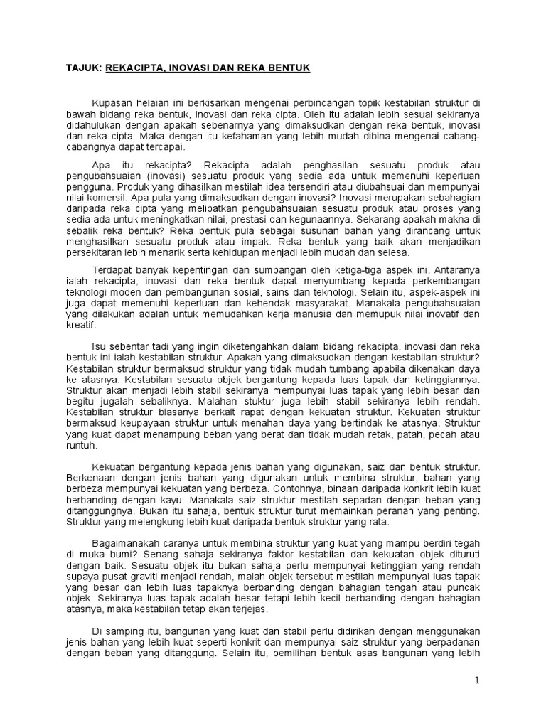 1) Reka Bentuk, Inovasi Dan Reka Cipta | PDF