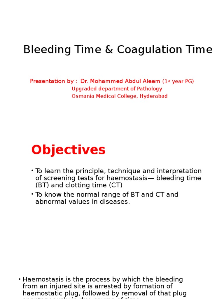 BT and CT: Testing and Normal Ranges | PDF | Coagulation | Bleeding